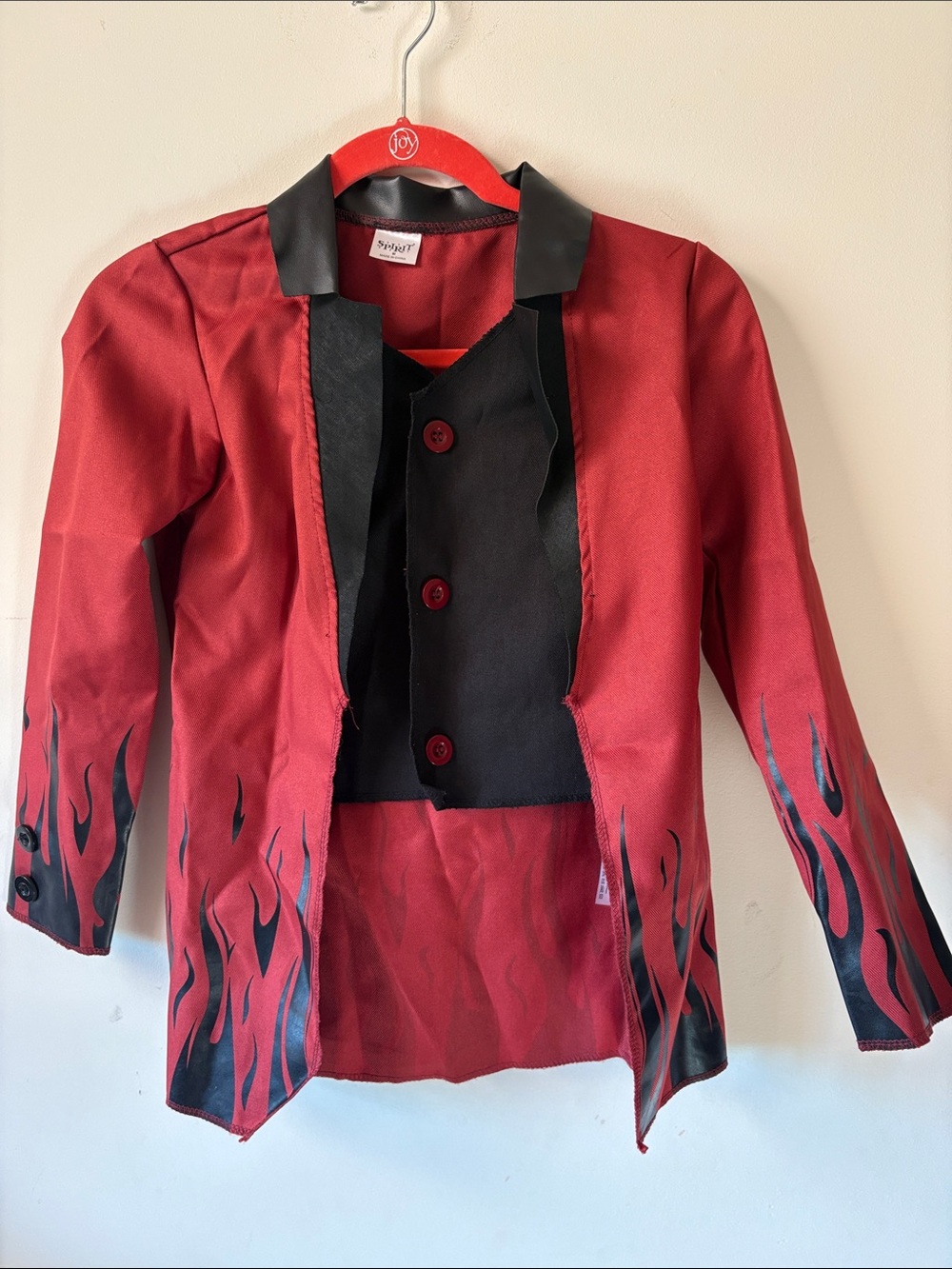 Red and Black Flame-Trim Kids devil costume - Stylish Coat size Youth medium